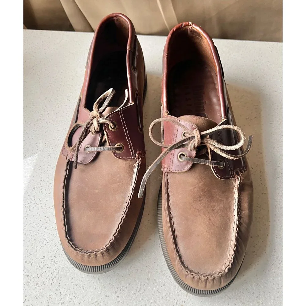 Alpine Design Mens Boat Shoes Size 10.5 D Leather Brown Casual Deck Loafers